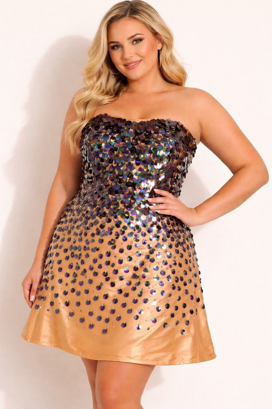 Jewel New W Tags Prom Cocktail Strapless MiniDress Rave Party Dangle sequins Y2K